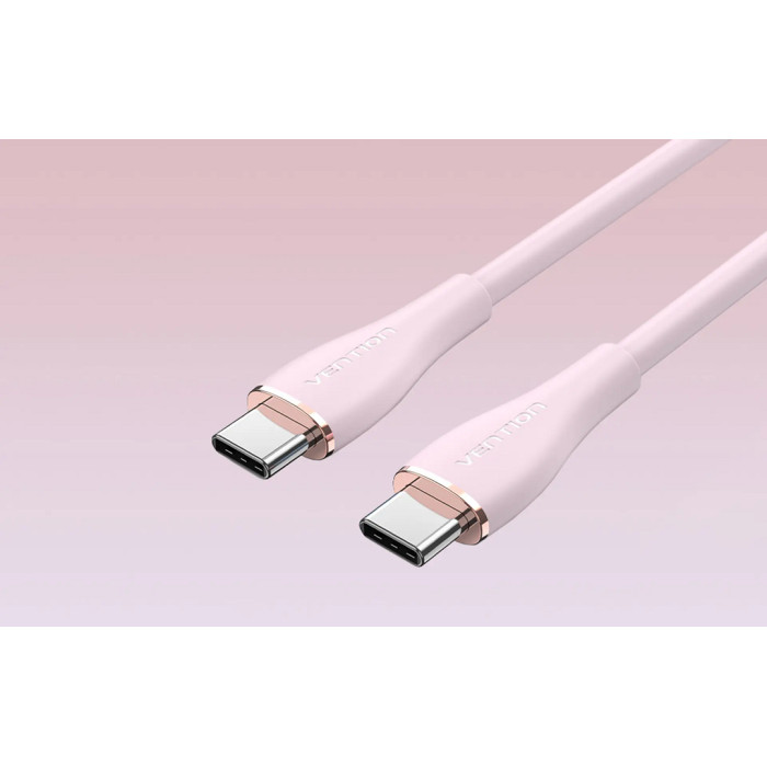 Кабель Vention USB 2.0 C Male на C Male 5A Cable 1M Pink Silicone Type