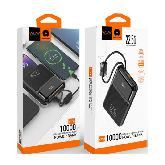 Зовнішній акумулятор WUW Y158 （PD22.5W quick charge) 10000mAh Black