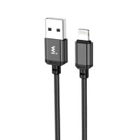 Кабель Wibrand Cobra nylon charging data cable для iPhone 1m Чорний